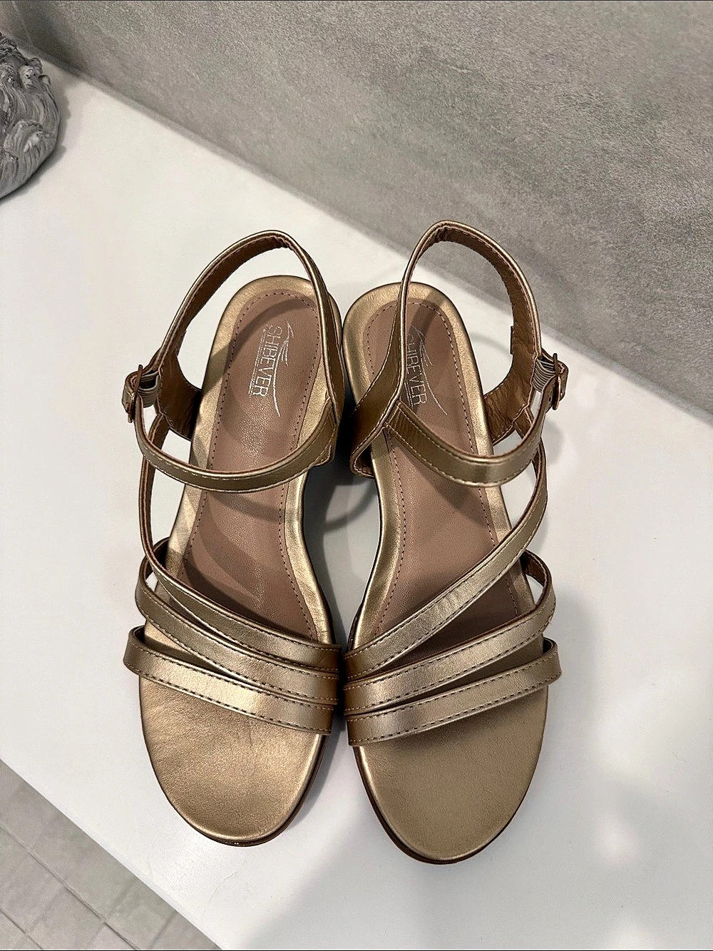 Strappy Wedge Sandals in gold
